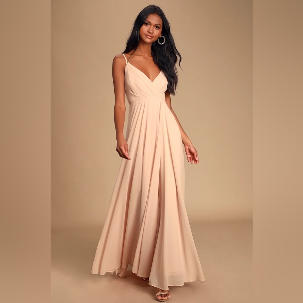 Lulus All About Love Blush Pink Maxi Dress Size Medium
